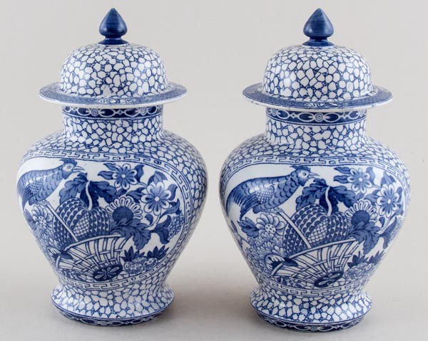 Vases pair of covered c1930s